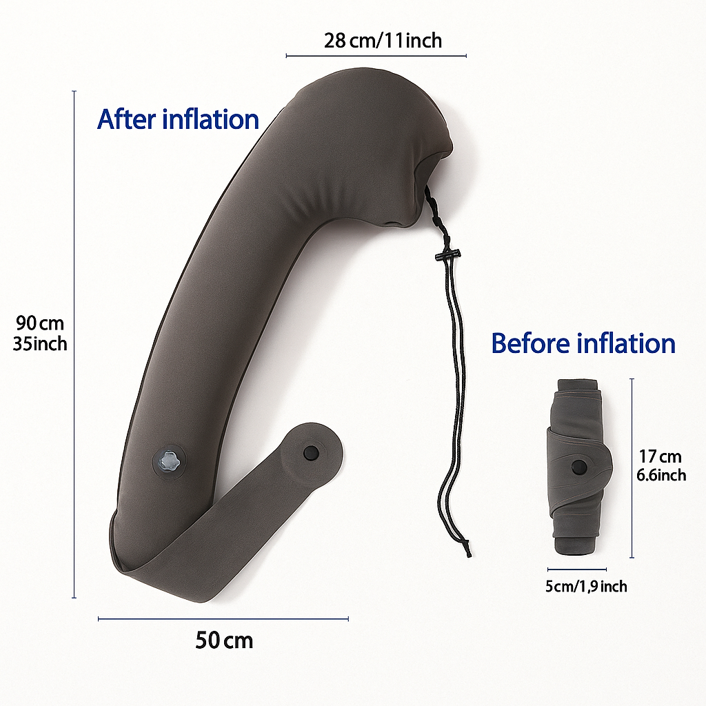 Inflatable Travel Pillow | Portable Neck & Head Support Cushion | Airplane Sleeping Pillow | Compact Travel Accessory for Flights and Cars